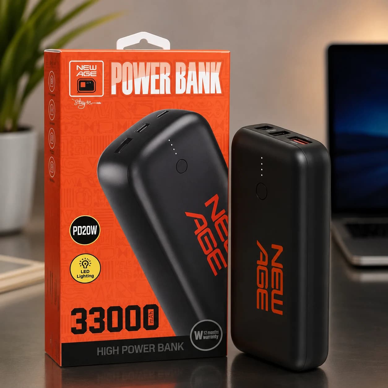 New Age 33,000mAh PD20W Fast Charging Power Bank
